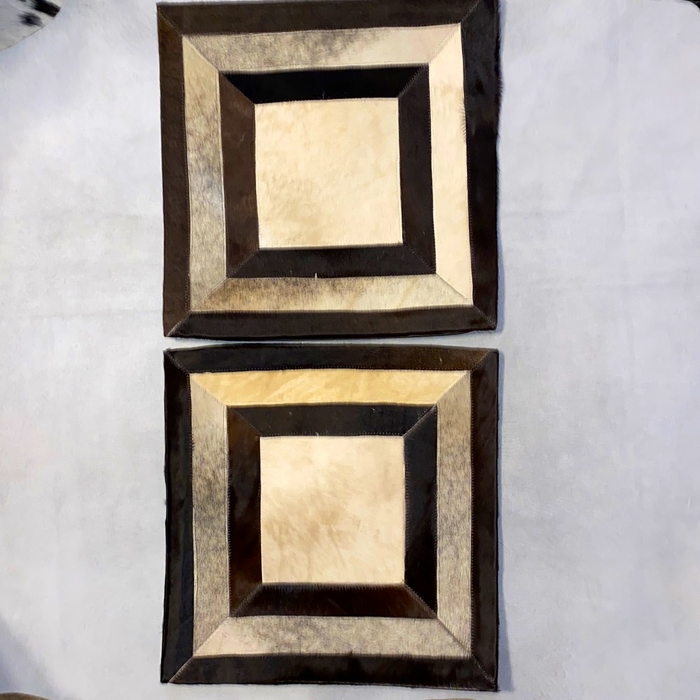 2- New Handmade Real Cowhide Leather Pillow Covers Hair on #8117